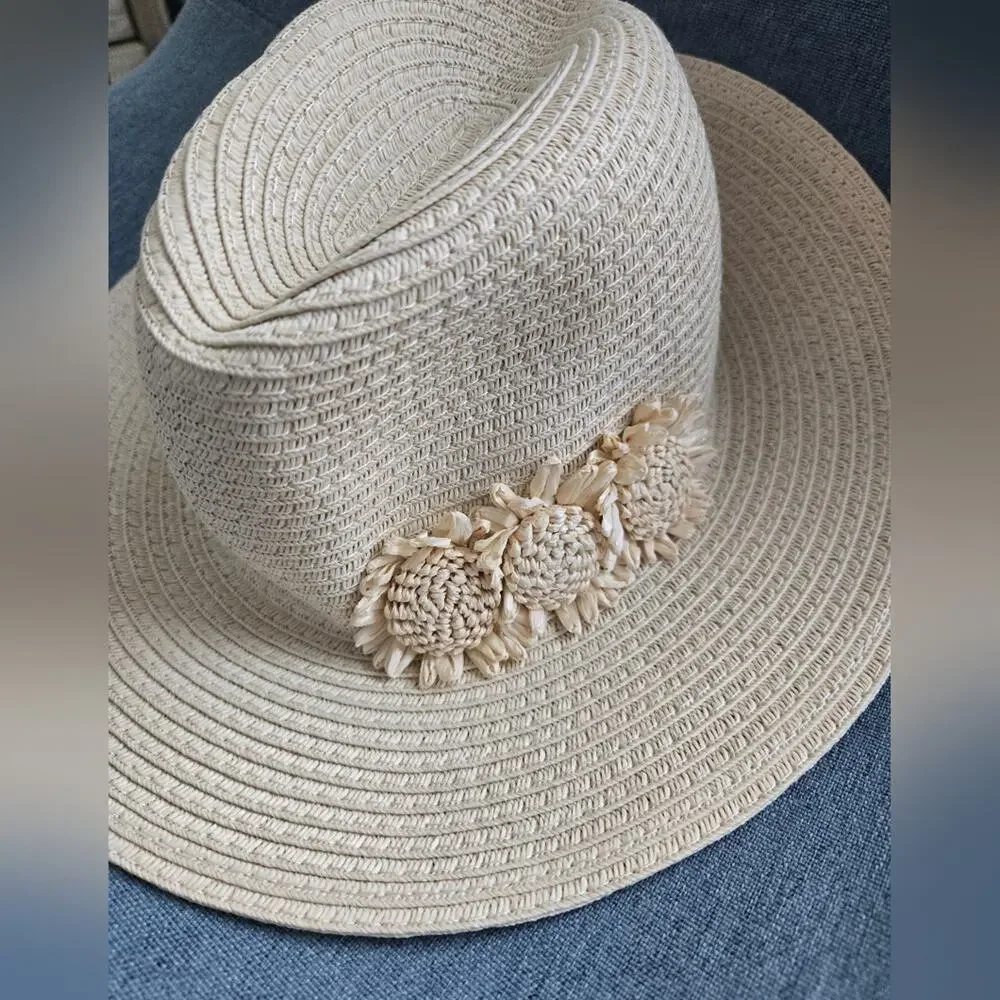 Janie and Jack Baby Flower Straw Hat 6-12 Months Country Cowgirl Western